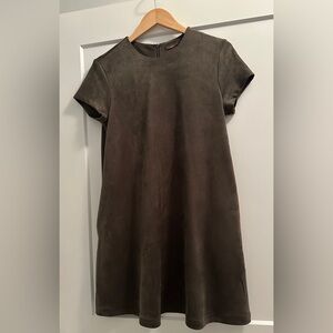 J. McLaughlin Olive Faux Suede Short Sleeve Dress